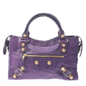 BALENCIAGA The Giant City Bag Purple Calfskin Handbag